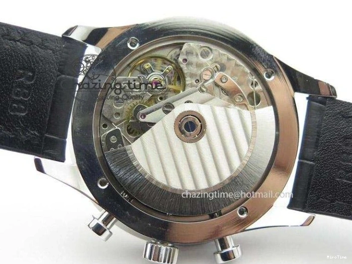 MIROTIME 0509 Minimalist Portuguese 40mm Chrono SS Black Dial On Black Leather Strap A 7382